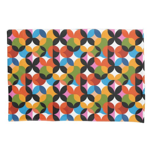 RETRO BOHO Chic Pattern Vibrant Mid Century Modern 枕カバー (正面)
