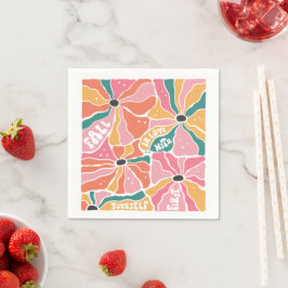 Retro Boho Floral Fall In Love  スタンダードカクテルナプキン
