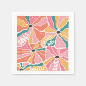 Retro Boho Floral Fall In Love  スタンダードカクテルナプキン (正面)