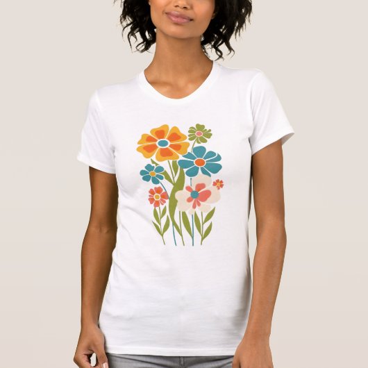 Retro Boho Floral Illustration  Tシャツ (正面)