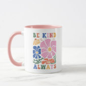 Retro Boho Floral Motivation Quote -Be Kind Always マグカップ (左)