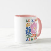 Retro Boho Floral Motivation Quote -Be Kind Always マグカップ (正面右)
