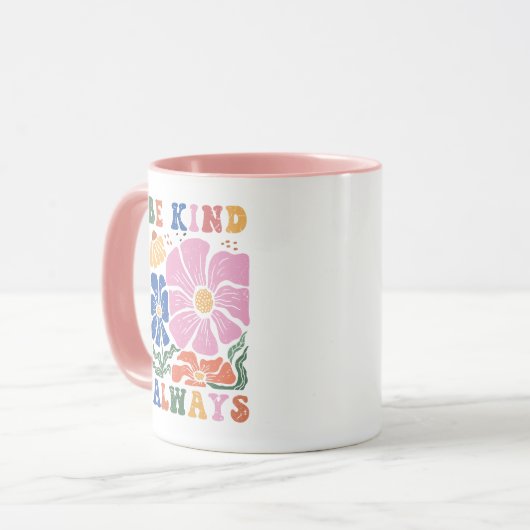 Retro Boho Floral Motivation Quote -Be Kind Always マグカップ (正面左)