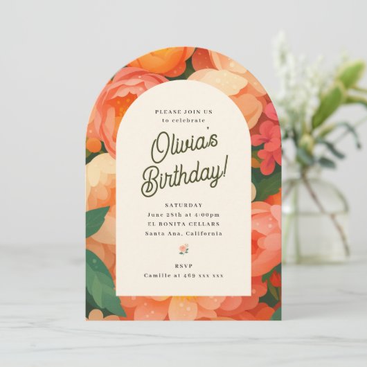 Retro Boho Flower Party Invite 招待状 (スタンド正面)