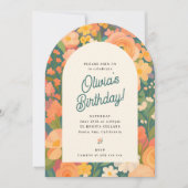 Retro Boho Flower Party Invite 招待状 (正面)