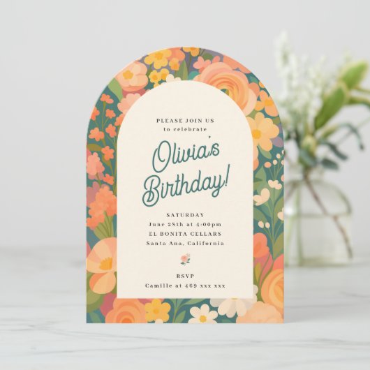 Retro Boho Flower Party Invite 招待状 (スタンド正面)