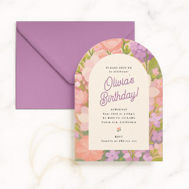 Retro Boho Flower Party Invite 招待状