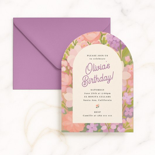 Retro Boho Flower Party Invite 招待状
