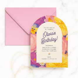 Retro Boho Flower Party Invite 招待状