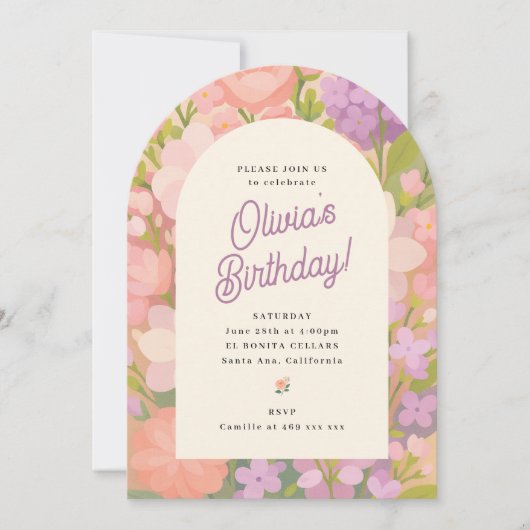 Retro Boho Flower Party Invite 招待状 (正面)