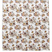 Retro Boho Flowers Mediterranean Pattern シャワーカーテン (正面)