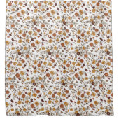Retro Boho Flowers Mediterranean Pattern  シャワーカーテン (正面)