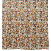Retro Boho Flowers Mediterranean Pattern  シャワーカーテン (正面)