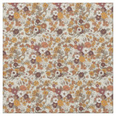 Retro Boho Flowers Mediterranean Pattern ファブリック (クローズアップ)