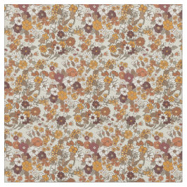Retro Boho Flowers Mediterranean Pattern ファブリック