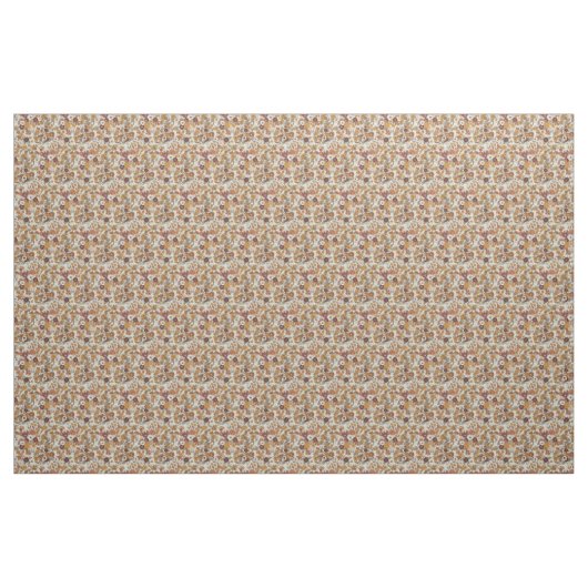 Retro Boho Flowers Mediterranean Pattern ファブリック (ファットクウォーター)