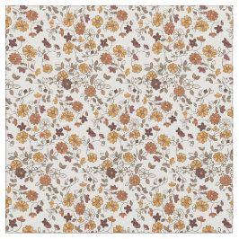 Retro Boho Flowers Mediterranean Pattern ファブリック