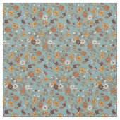 Retro Boho Flowers Mediterranean Pattern ファブリック (クローズアップ)