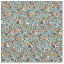 Retro Boho Flowers Mediterranean Pattern ファブリック