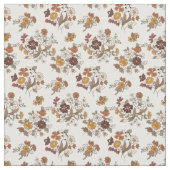Retro Boho Flowers Mediterranean Pattern ファブリック (クローズアップ)