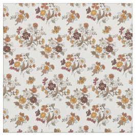 Retro Boho Flowers Mediterranean Pattern ファブリック