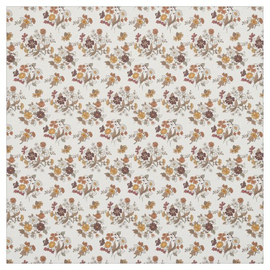 Retro Boho Flowers Mediterranean Pattern ファブリック (見本)