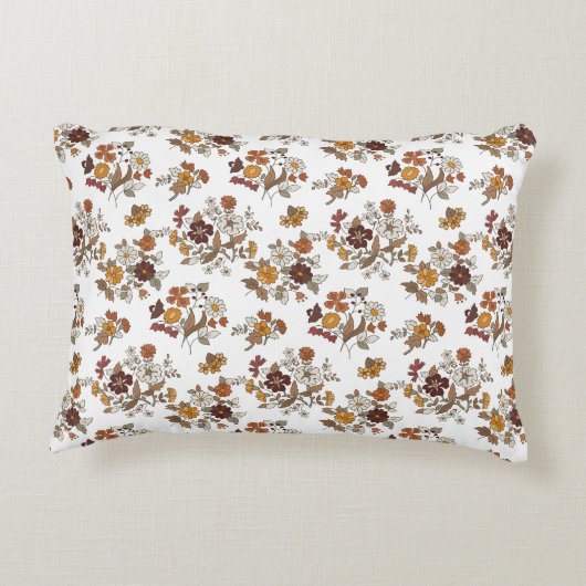 Retro Boho Flowers Pattern  アクセントクッション (裏面)