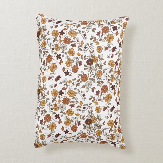 Retro Boho Flowers Pattern  アクセントクッション (裏面(縦))