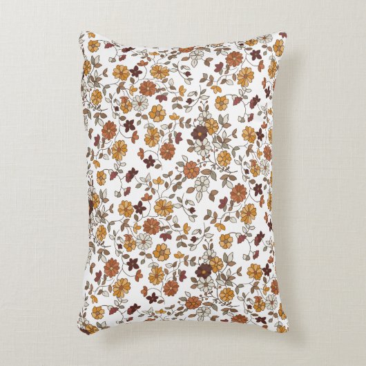 Retro Boho Flowers Pattern  アクセントクッション (正面(垂直))