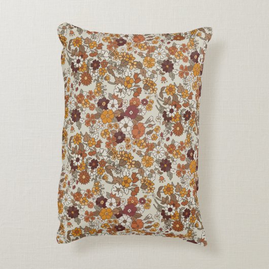Retro Boho Flowers Pattern  アクセントクッション (裏面(縦))
