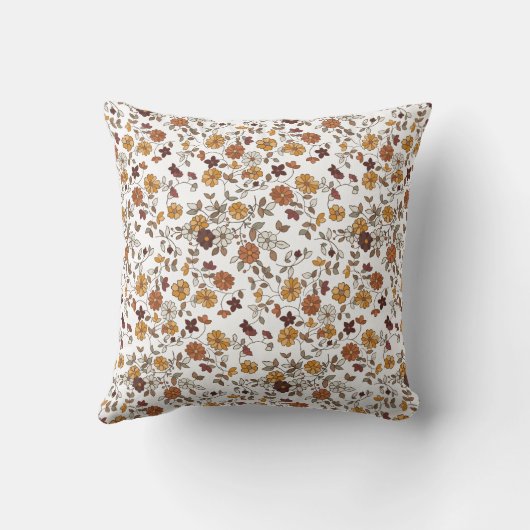 Retro Boho Flowers Pattern  クッション (裏面)