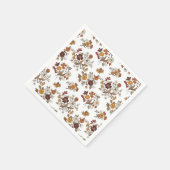 Retro Boho Flowers Pattern  スタンダードカクテルナプキン (角)