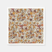 Retro Boho Flowers Pattern  スタンダードカクテルナプキン (正面)