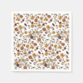 Retro Boho Flowers Pattern  スタンダードカクテルナプキン (正面)
