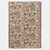 Retro Boho Flowers Pattern  スローブランケット (正面縦)