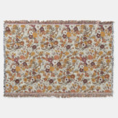 Retro Boho Flowers Pattern  スローブランケット (正面)