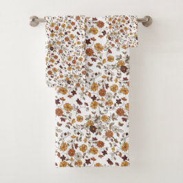 Retro Boho Flowers Pattern  バスタオルセット