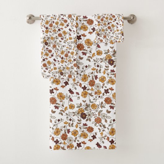 Retro Boho Flowers Pattern  バスタオルセット (インサイチュ)