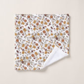 Retro Boho Flowers Pattern  バスタオルセット (ウォッシュタオル)