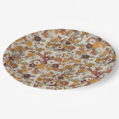 Retro Boho Flowers Pattern ペーパープレート (アングル)