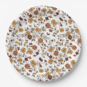 Retro Boho Flowers Pattern ペーパープレート (正面)