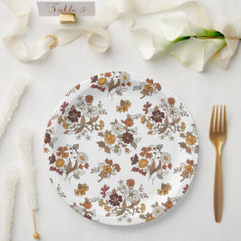 Retro Boho Flowers Pattern  ペーパープレート