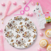 Retro Boho Flowers Pattern  ペーパープレート (パーティー)