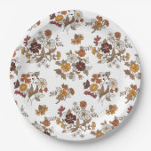 Retro Boho Flowers Pattern  ペーパープレート (正面)