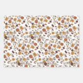 Retro Boho Flowers Pattern  ラッピングペーパーシート (正面2)