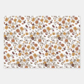 Retro Boho Flowers Pattern  ラッピングペーパーシート (正面)