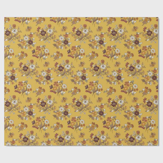 Retro Boho Flowers Pattern  ラッピングペーパー (フラット)