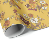 Retro Boho Flowers Pattern ラッピングペーパー (ロールコーナー)