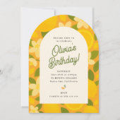 Retro Boho Lemon Flower Party Invite 招待状 (正面)