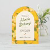 Retro Boho Lemon Flower Party Invite 招待状 (スタンド正面)
